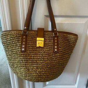 Michael Kors Straw and Leather Bag